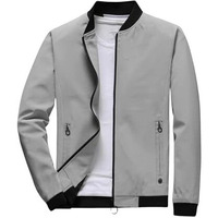 Lymio men jackets || bomber jacket for men || Lightweight Outwear Sportswear Polyester Standard Length Bomber Jacket (J-01-03) (2XL, Grey)