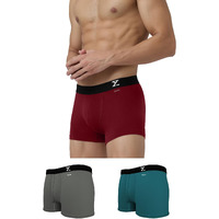 XYXX Men's Cotton Trunks (Pack of 3) (XYTRNK3PCKN546L_Dark Maroon + Legion Blue + Frost Grey_L)
