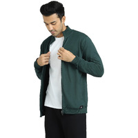 XYXX Men's Cotton High Neck Regular Fit Bomber Jacket Dark Forest Green M