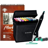 Corslet 60 Pc Dual Tip Markers Alcoholic Markers Set Colour Markers for Drawing Marker Pens for Drawing Markers Alcohol Markers with Marker Paper Pad Sketchbook Bleedproof 200gsm 50pages (25sheets)