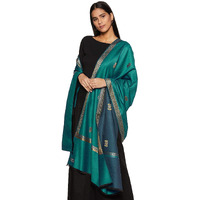 Weavers Villa - Women's Green Jacquard Woolen Shawls, Stoles, 100cm X 200cm