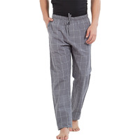 XYXX Men's Super Combed Cotton Checkered Checkmate Pyjamas [Pack of 1] Elasticated Waist, Drawstring | Loungewear for Men in Grey Checks