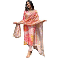 SHIENZY Women's Cotton Blend Kurta Set (1501SHZ_Red_XL)