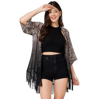 PURYS Women's Polyester Shawl Neck Shrug Sweater (PY4116SRGBGBK_Beige_Free Size)