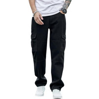 GRECIILOOKS Mens Classic Cotton Regular Fit Jeans (Black, 30)