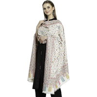 Weavers Villa Women's Woven Soft Shawls, Wraps (SH-517-WHITE), 100cm X 200cm