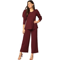 Leriya Fashion Ethnic Co Ord Set | Co Ord Set for Women | Night Dress for Women | Night Wear for Women | Payjama Set for Women | Women Two-Piece Outfits | Coord Sets (X-Large, Red) LF-W1809&TR865