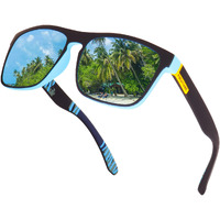 Dervin UV Protected Retro Square Polarized Sunglasses for Men and Women (Blue)
