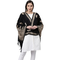 Pashmoda Women Kashmiri Aari Embroidery Stole, Shawl, & Wrap(Size: 71X203 CM) (Black)