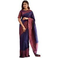 Yashika Women's Woven Banarasi Kanjivaram Cotton Silk Jaquard Saree (AZ-YS-OG-Bilal-Parent_Navy)