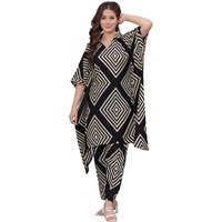 rytras Women's Printed Kaftan Kurta and Pant Set(Black,XL)