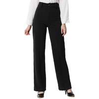 KOTTY Women Solid Polyester Blend Black Trouser (Black,26)