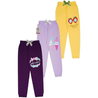 KYDA KIDS 100% Girls Cotton Printed Track Pants (Pack of 3)