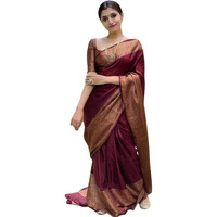 C J Enterprise Women's Pure Soft Kanjivaram Silk Saree for Wedding Kanchipuram Pattu Sarees Banarasi Cotton Latest Sari With Blouse Piece Design Wear ladies new sadi Party 2025 (Yatri-51) (Maroon)