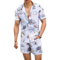 OM SAI LATEST CREATION Men's Night Dress || Multi Printed Rayon Short Night Suit Set || Night Dress for Boys || Men's Pajama Shorts Set || Beach || (Large, Sky) OSLC-MS-6083&SH193