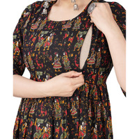 Jikonet Women's Maternity Kurti for Feeding Zippers (246) (X-Large, Black)