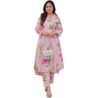 Leriya Fashion Women's Rayon Kurta Set (LF-W2092&TR1052_Pink_2XL)