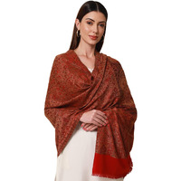 Pashmoda- Women's Faux Pashmina Jamawar Shawl, Wrap (SIZE: 40X80 Inches) (Red)