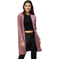 Rigo Front Open Long Rib Shrug (Free Size, Purple)
