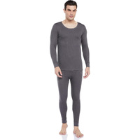 Amazon Brand - Symbol Men's Thermal Set (Top & Bottom) | Full Sleeve | Winter Wear | Body Warmer Set Dark Grey M