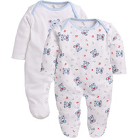 BabyGo Baby Romper 100% Cotton Rompers for New Born Baby|Sleepsuits for Baby Boys & Girls |Onesies| Infant Clothes|WHITE| 0-3M| 3-6M| 6-9M| Pack of 2