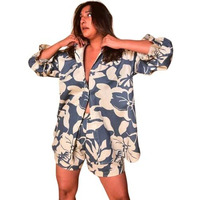 LERIYA FASHION Women's Rayon Floral Co ord Set Pack of 1 (LF-W2012&SH258_Blue_2XL)
