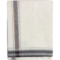 PRAKASAM COTTON Mens Single (1.28 X 2.00 mtrs) Colour Thalapathi Border Dhoti/Fine quality Single Dhoti (White)