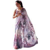 Satrani Women's Satin Digital Print Saree with Unstitched Blouse Piece (3503S741N_Mauve & Cream & Multi)
