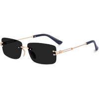 Dervin UV Protected Retro Rectangular Rimless Sunglasses for Men and Women (Black)