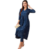 GoSriKi Women's Cotton Blend Anarkali Printed Kurta with Pant (Marup Blue-GS_S_Blue_Small)