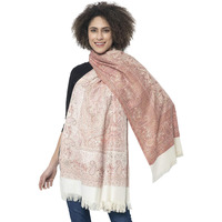 Weavers Villa - Women's Faux Pashmina Silk Paisley Design Shawls, Stoles (White), 100cm X 200cm