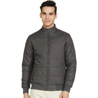 Amazon Brand - Symbol Men's Quilted Bomber Winter Jacket with Band Collar (AW20-QB-SY-01_D.Grey_L_Stone Grey 2_L)