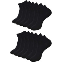 BALENZIA Men's Solid Colored Ankle Length Socks (Free Socks) Made with 100% Combed Cotton & Spandex - Combo Pack of 6 - (Black) | Combed Cotton Socks for Men