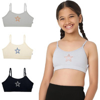 YouGotPlanB Training Bra | Starry Design | Cotton Blend | Non-Padded | Wire Free | Adjustable Straps | Beginners Bra for Girls | 12-14 Years | Combo Pack of 3