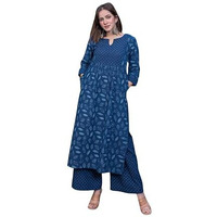 FABNEX kurta set for women | Women Kurta | Women Kurta Sets Kurtis | Women Kurta Pant Set | Women Kurta Pant Set Women Kurti Set with Pant (K-53-54) (S, Blue)