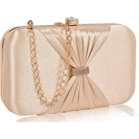 ADISA bow formal party clutch with gold chain for women and girls (CL102-GOL_Gold)