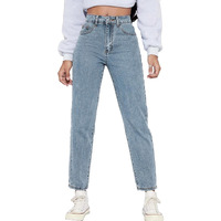 KOTTY Women High Rise Cotton Lycra Ankle Length Slim fit Blue Solid Jeans (Blue,30)