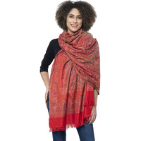 Weavers Villa - Women's Faux Pashmina Silk Paisley Design Shawls, Stoles (Red), 100cm X 200cm