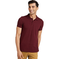 Amazon Brand - Symbol Men's Solid Cotton Rich Polo T Shirt | Collar Tshirts | Half Sleeves | Plain-Regular Fit (Pomegranate_L) (Available in Plus Size)