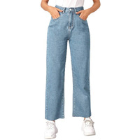 KOTTY Womens High Rise Cotton Lycra Jeans(Blue Light Blue,28)
