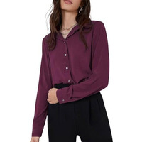 GRECIILOOKS Solid Regular Fit Long Tops Oversized Shirt for Women (GL-W1894_Purple L)