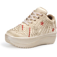 Vendoz Women Wedding Party Golden Sneakers