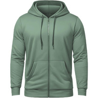 ADRO Men's Solid Cotton Zipper Hoodies (ZH22-M-PLN-PT_Green_M)