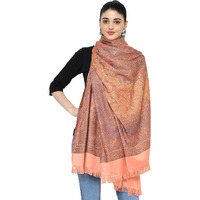 Weavers Villa - Women's Faux Pashmina Silk Paisley Design Shawls, Stoles (Peach), 100cm X 200cm