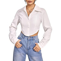 GRECIILOOKS Solid Regular Fit Long Tops Oversized Shirt for Women (GL-W1915_White S)