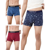 DAMENSCH Men's Cotton Blend Trunks (Pack of 3) (DAM-CTP-T-BLB-NVP-WGG-PACK-3-M_Blue Buzz, Navy Pixels, Wine Grid Game_M)