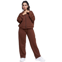 GRECIILOOKS Cotton Regular Woolen Co Ord Hoodie Set for Women Winter Wear | Full Sleeve (GL-W2070&TR1038_Brown