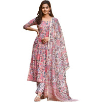 KLOSIA Women Floral Printed Kurta and Pant Set with Dupatta (X-Large) Pink