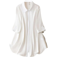 Leriya Fashion Western Dress || Rayon Solid Button Front Shirt Dress for Women || Roll Tab Sleeve & Collared Neck Flared Dress || Office || Summer Short Dresses for Women. (XX-Large, White)