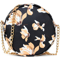 ADISA Women Girls Floral Print Round Sling Bag (Yellow)